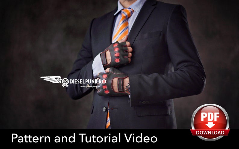 图片[3]-手工皮具图纸 半指手套di096-皮艺果手工皮具图纸