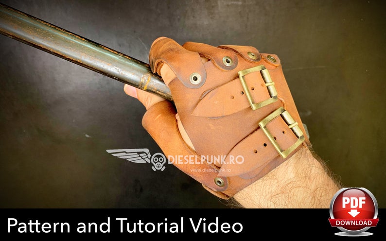 图片[2]-手工皮具图纸 机车手套di140-皮艺果手工皮具图纸