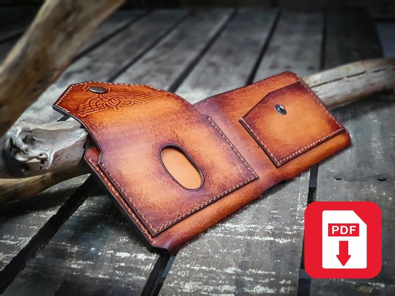 图片[2]-手工皮具图纸 对折卡包el010-皮艺果手工皮具图纸