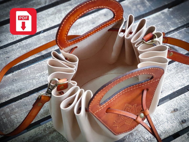 图片[2]-手工皮具图纸 抽绳手提包el020-皮艺果手工皮具图纸