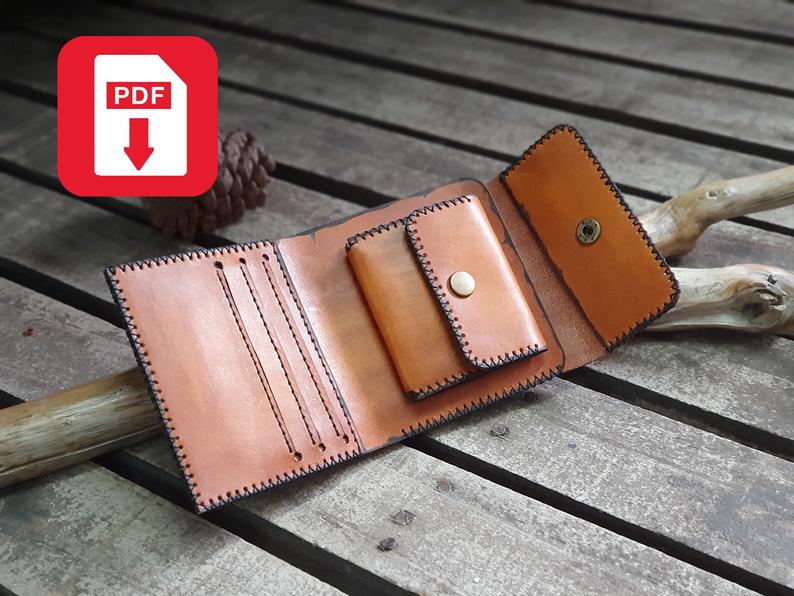 图片[2]-手工皮具图纸 对折卡包el022-皮艺果手工皮具图纸