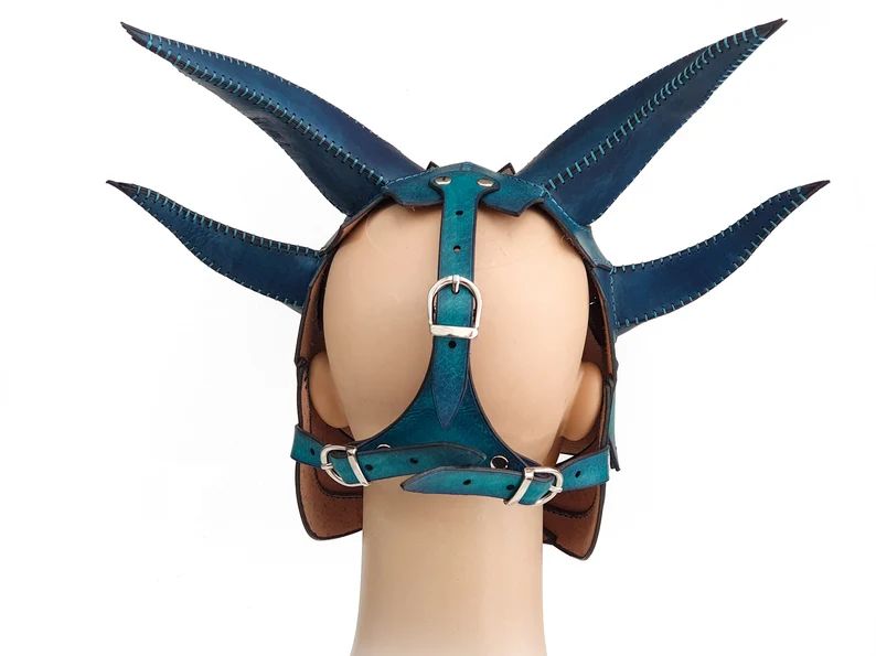 图片[3]-手工皮具图纸 龙面具el034-皮艺果手工皮具图纸