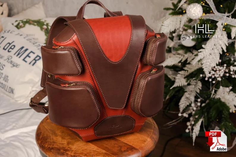 图片[3]-手工皮具图纸 双肩包hp010-皮艺果手工皮具图纸