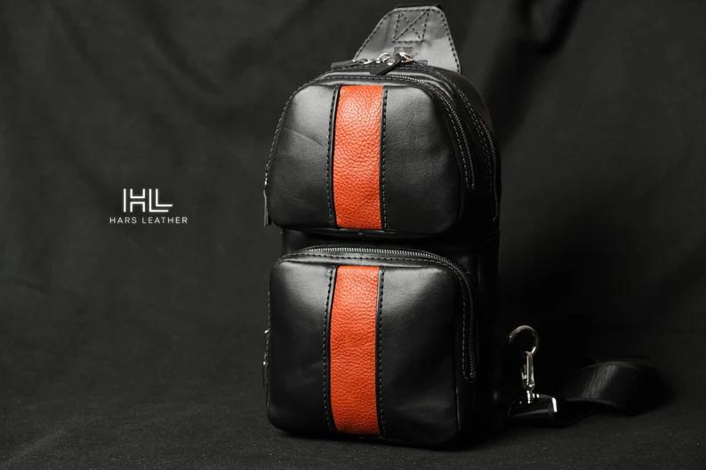 手工皮具图纸 胸挎包hp012-皮艺果手工皮具图纸