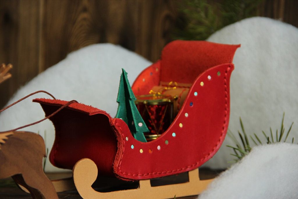 图片[1]-手工皮具图纸 圣诞雪橇hb004-皮艺果手工皮具图纸