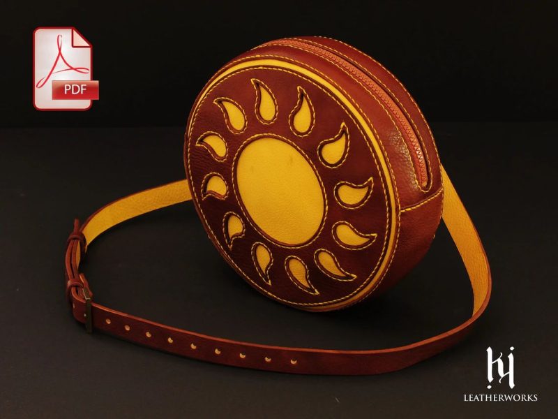 手工皮具图纸 太阳神圆包 kw007-皮艺果手工皮具图纸