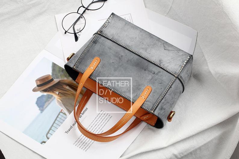 图片[2]-手工皮具图纸 手提包ls055-皮艺果手工皮具图纸