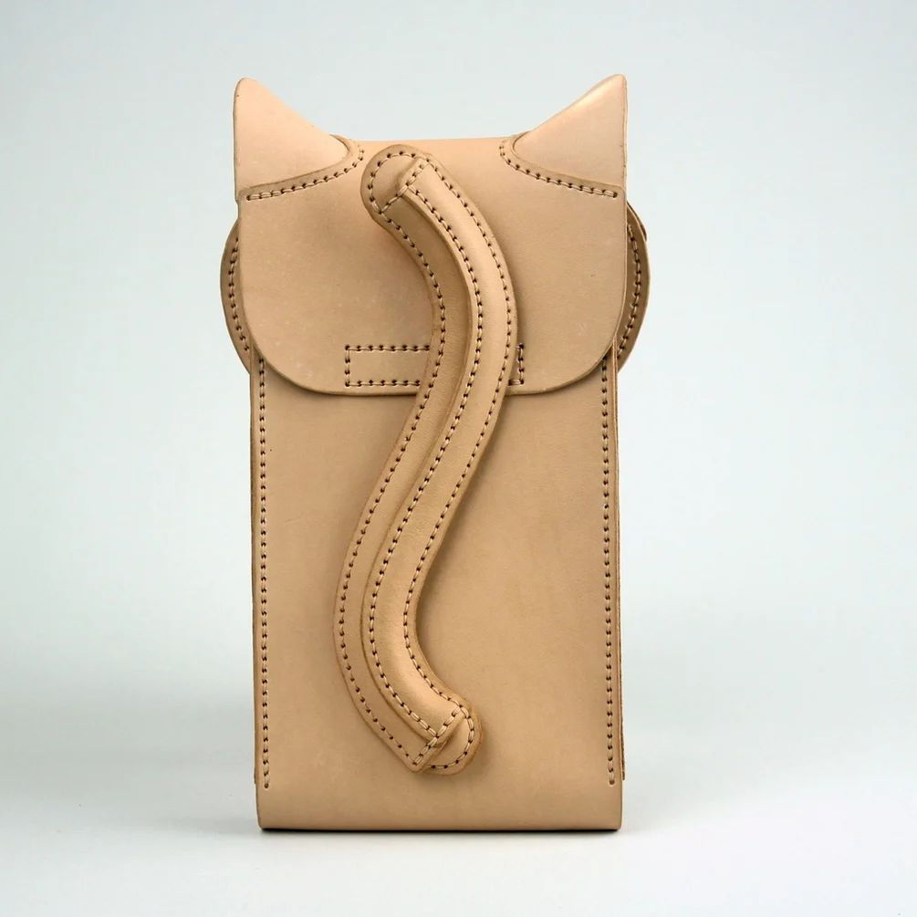 图片[2]-手工皮具图纸 猫咪手机包zt004-皮艺果手工皮具图纸