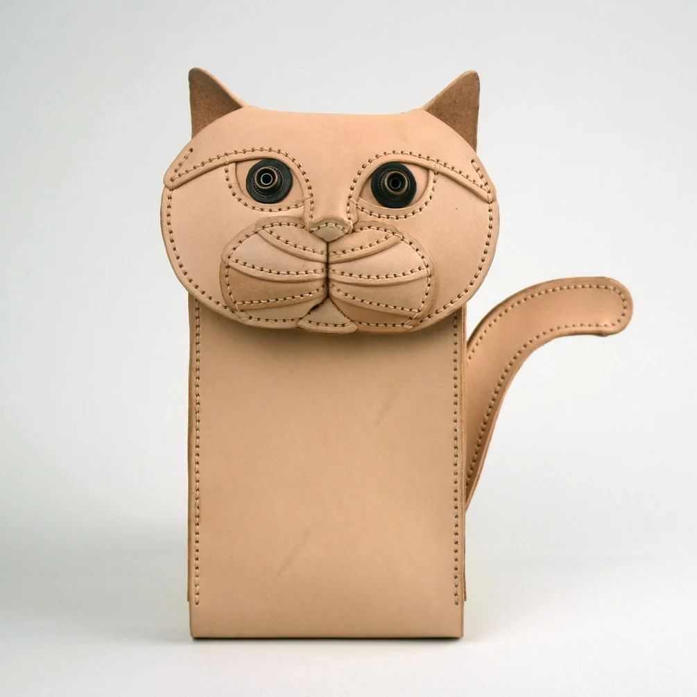 图片[1]-手工皮具图纸 猫咪手机包zt004-皮艺果手工皮具图纸