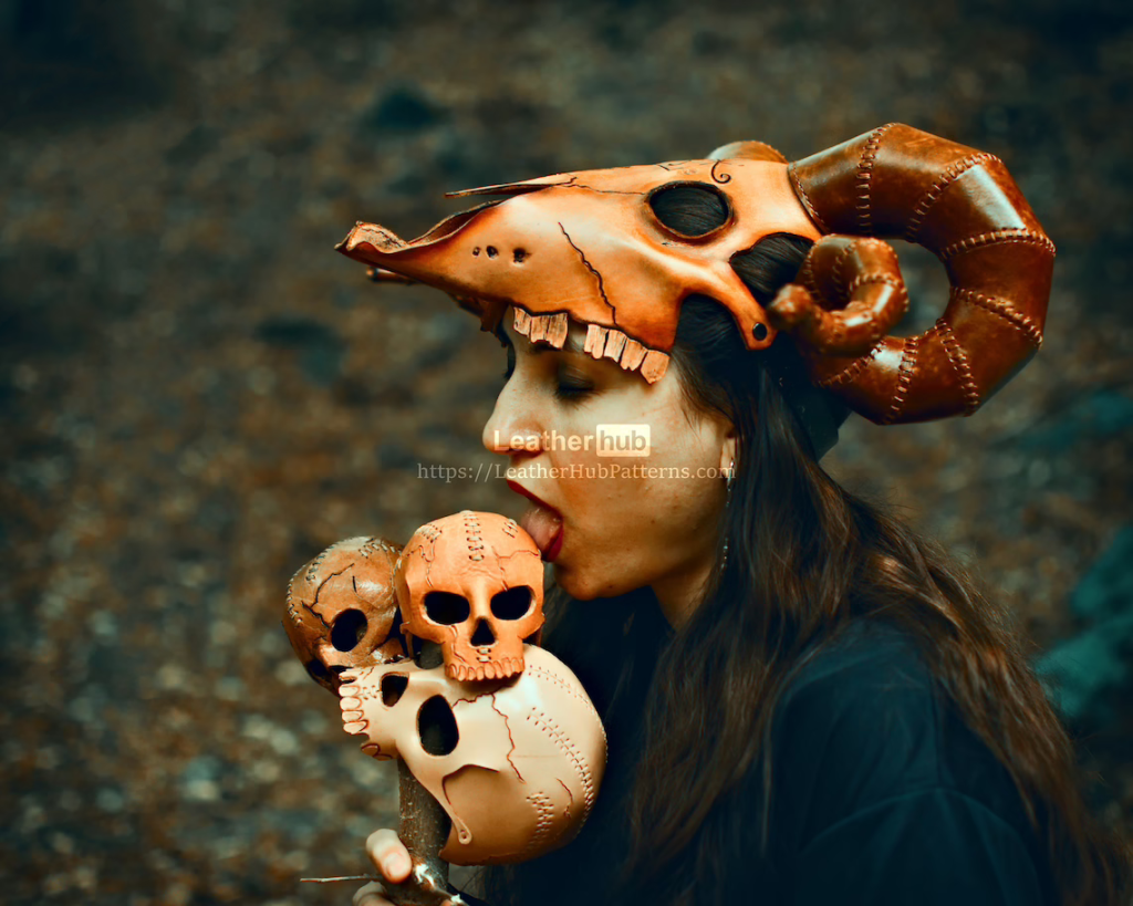 图片[2]-手工皮具图纸 异徒教羊头骨lh013-皮艺果手工皮具图纸