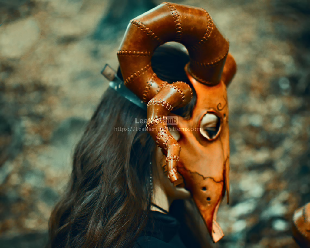 图片[3]-手工皮具图纸 异徒教羊头骨lh013-皮艺果手工皮具图纸