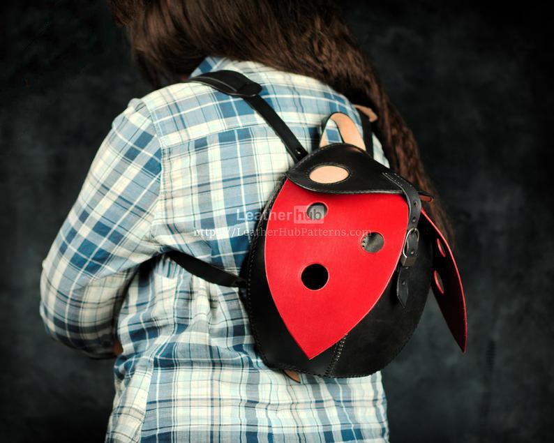 图片[3]-手工皮具图纸 瓢虫背包lh030-皮艺果手工皮具图纸