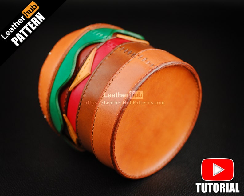 图片[3]-手工皮具图纸 汉堡存钱罐lh034-皮艺果手工皮具图纸