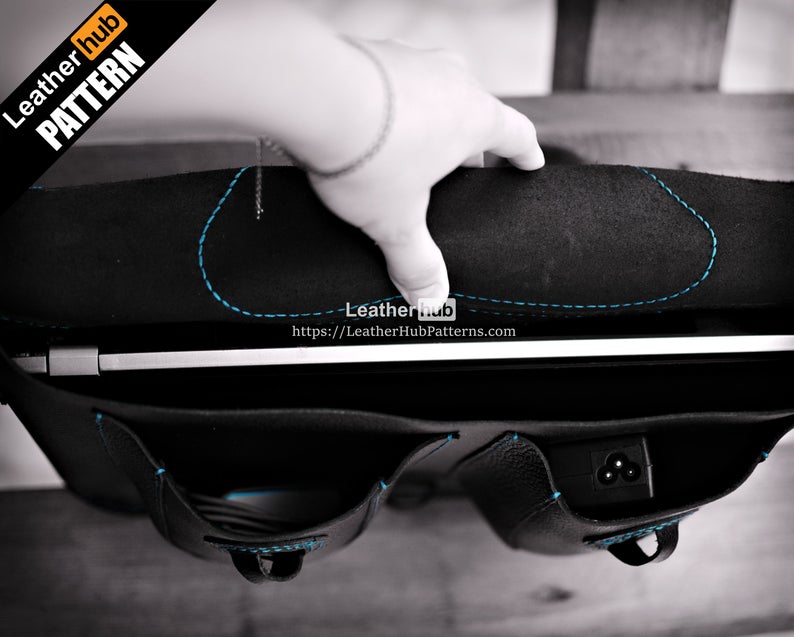 图片[2]-手工皮具图纸 17寸电脑包lh047-皮艺果手工皮具图纸