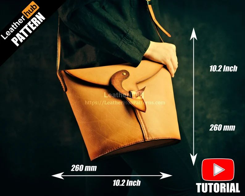 手工皮具图纸 水桶包lh074-皮艺果手工皮具图纸