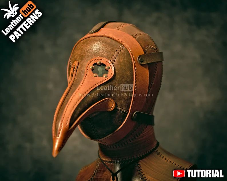 图片[2]-手工皮具图纸 鸟嘴面具lh082-皮艺果手工皮具图纸