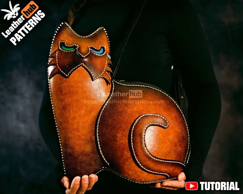 图片[3]-手工皮具图纸 猫咪包lh089-皮艺果手工皮具图纸