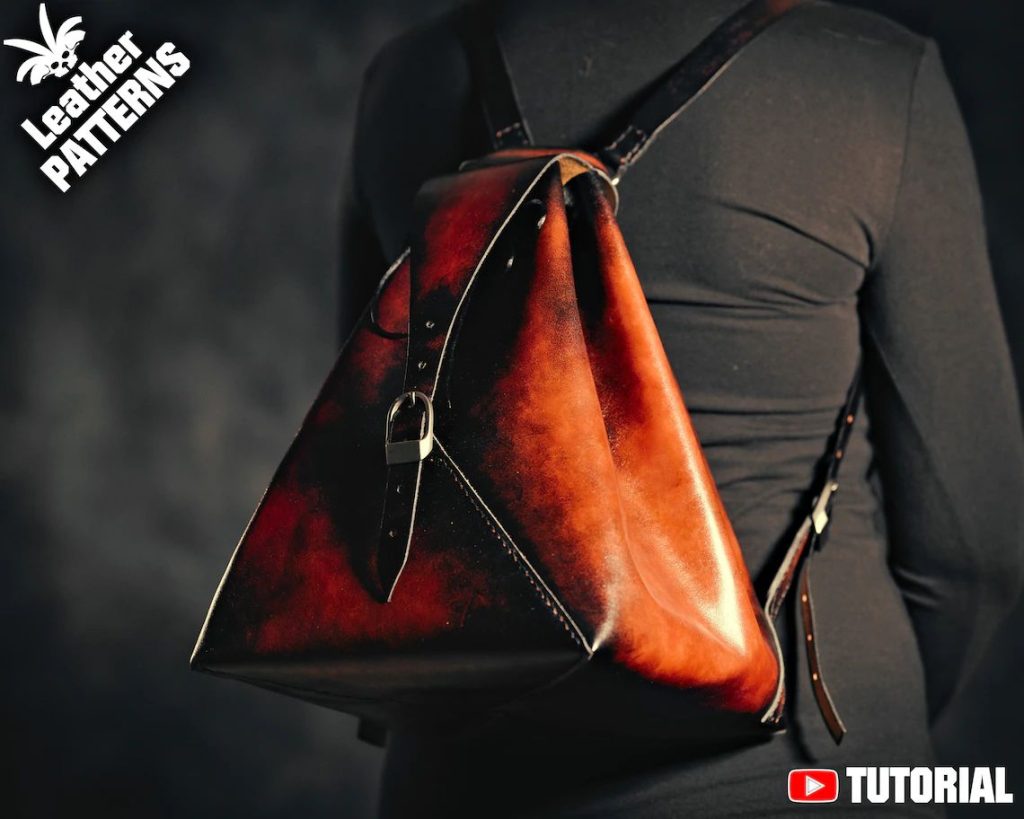 图片[1]-手工皮具图纸 三角背包lh099-皮艺果手工皮具图纸