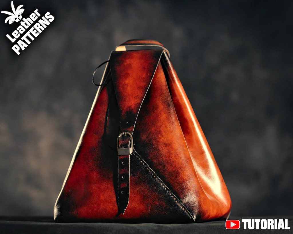 图片[2]-手工皮具图纸 三角背包lh099-皮艺果手工皮具图纸