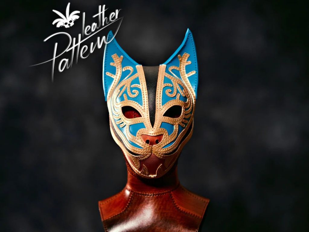 图片[2]-手工皮具图纸 猫形面具lh101-皮艺果手工皮具图纸