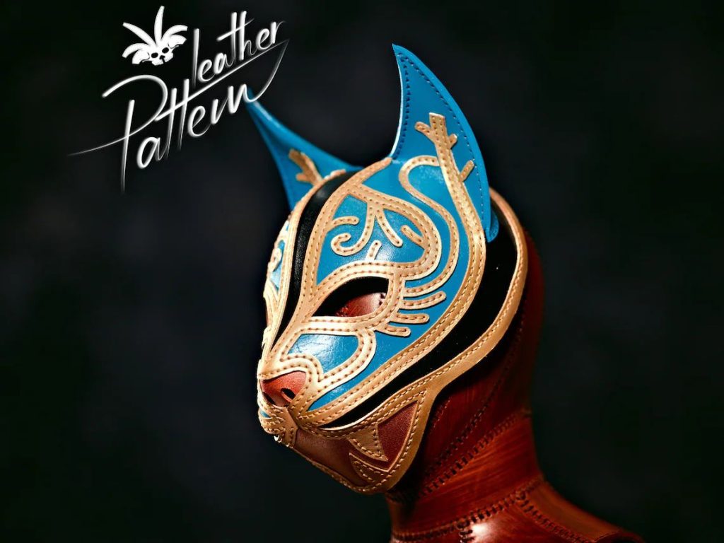 图片[3]-手工皮具图纸 猫形面具lh101-皮艺果手工皮具图纸