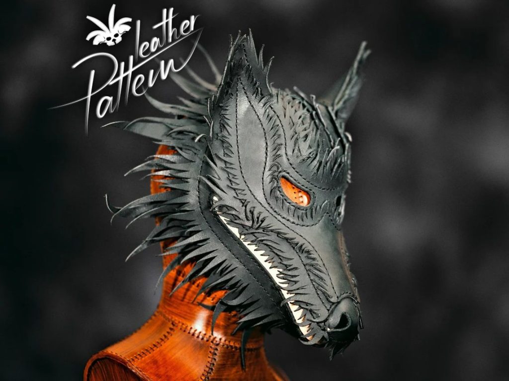 图片[2]-手工皮具图纸 狼头头套lh103-皮艺果手工皮具图纸