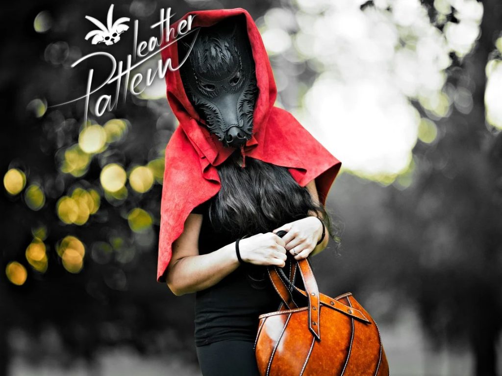 图片[1]-手工皮具图纸 狼头头套lh103-皮艺果手工皮具图纸