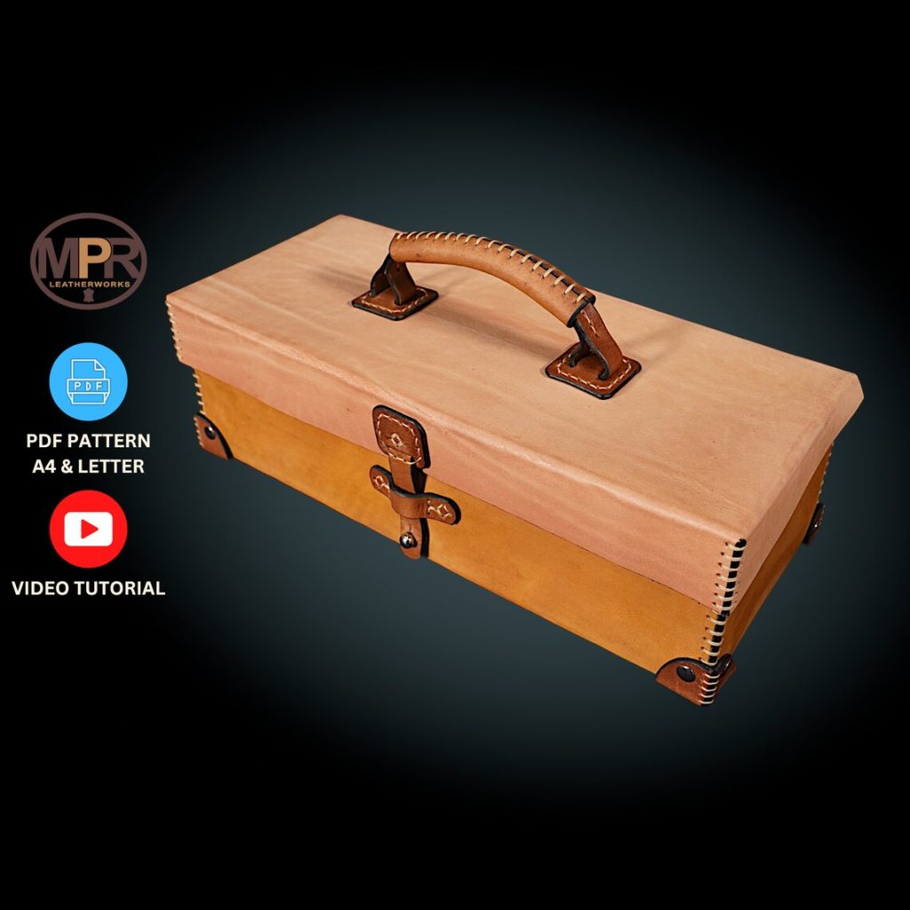 图片[1]-手工皮具图纸 手提方箱 mp044-皮艺果手工皮具图纸