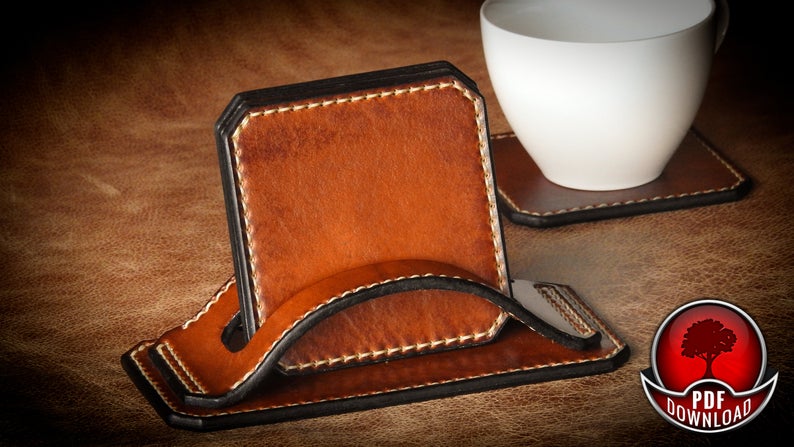 图片[3]-手工皮具图纸 咖啡垫oa005-皮艺果手工皮具图纸