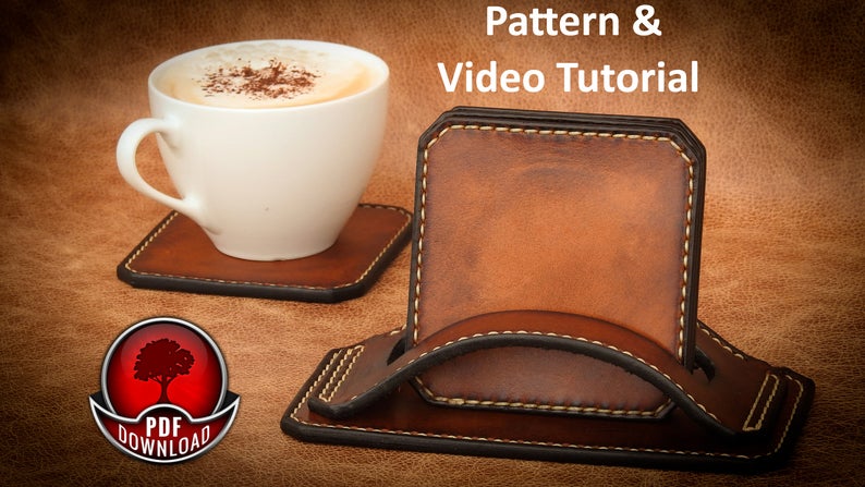 图片[2]-手工皮具图纸 咖啡垫oa005-皮艺果手工皮具图纸