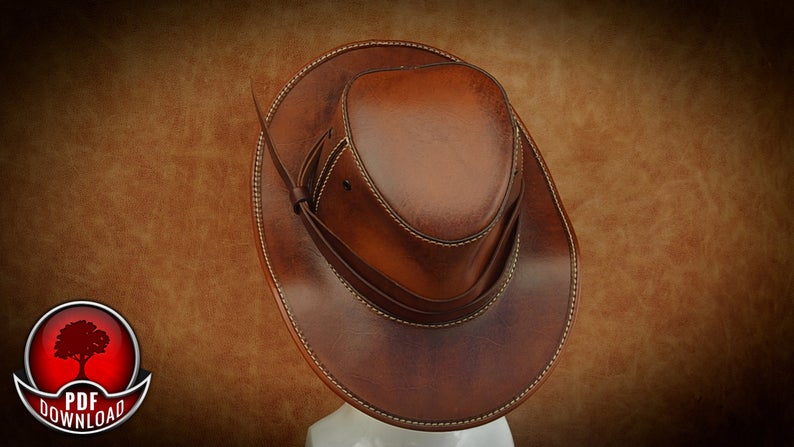 图片[2]-手工皮具图纸 牛仔帽oa012-皮艺果手工皮具图纸