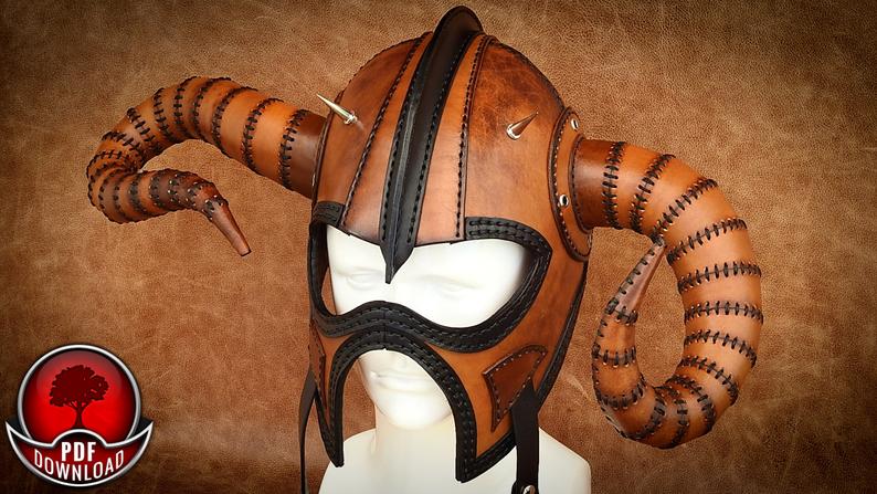 图片[2]-手工皮具图纸 维京牛角面具oa019-皮艺果手工皮具图纸