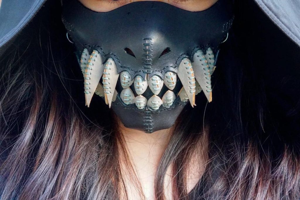 图片[1]-手工皮具图纸 獠牙面具pa013-皮艺果手工皮具图纸