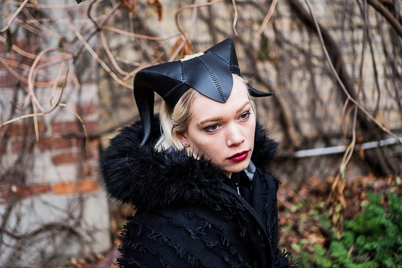 图片[3]-手工皮具图纸 羊角面具pa027-皮艺果手工皮具图纸