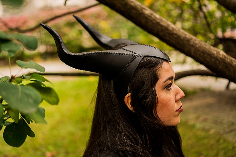 图片[3]-手工皮具图纸 羊角面具pa028-皮艺果手工皮具图纸