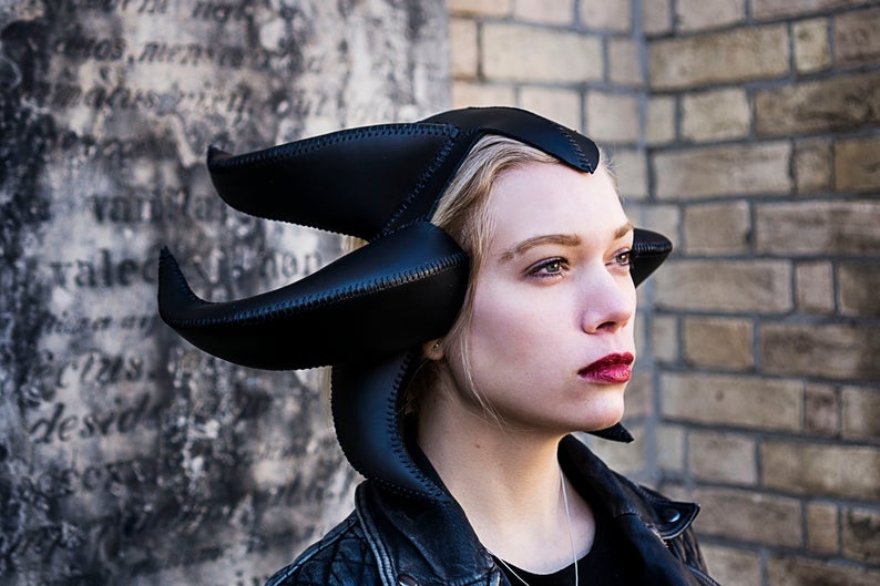 图片[3]-手工皮具图纸 羊角面具pa029-皮艺果手工皮具图纸