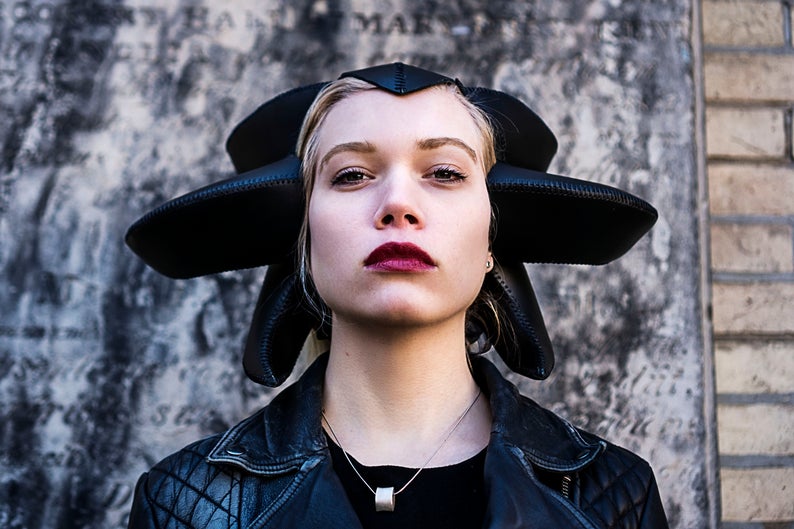 图片[2]-手工皮具图纸 羊角面具pa029-皮艺果手工皮具图纸