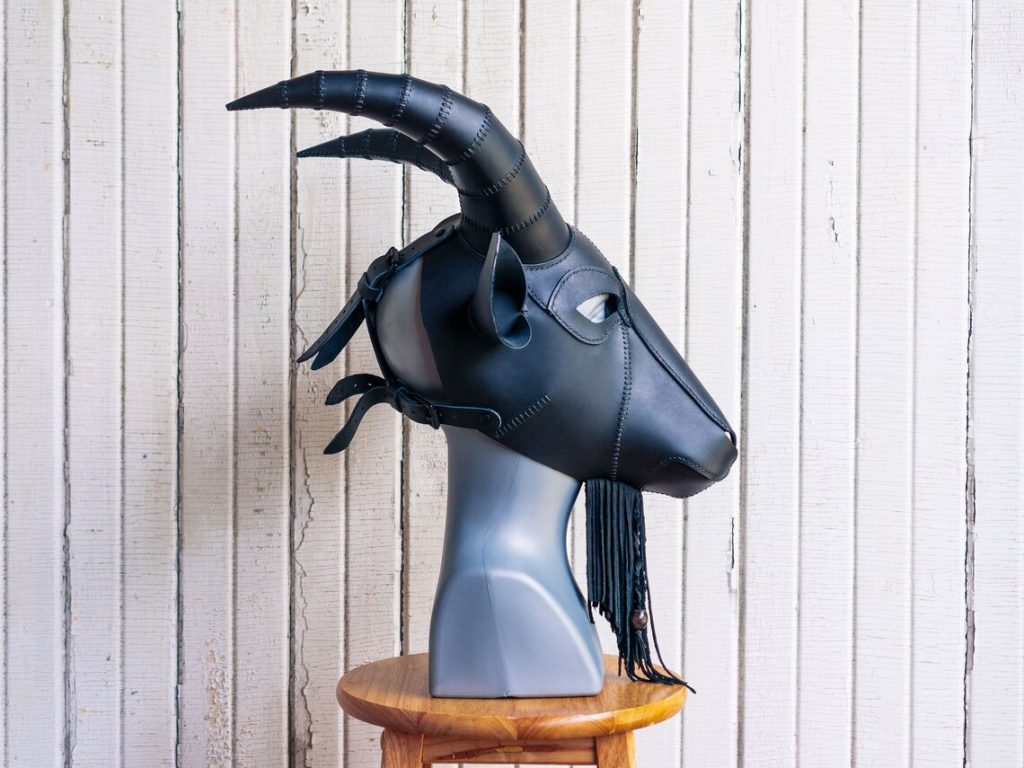 图片[1]-手工皮具图纸 山羊面具pa049-皮艺果手工皮具图纸