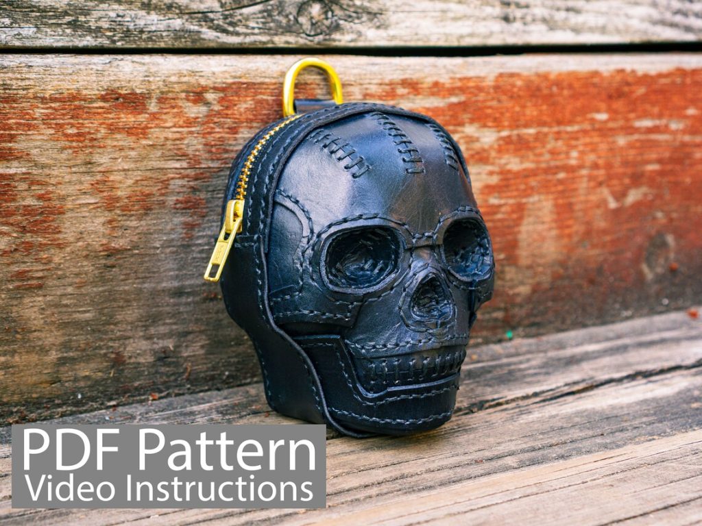 图片[1]-手工皮具图纸 头骨腰包pa050-皮艺果手工皮具图纸