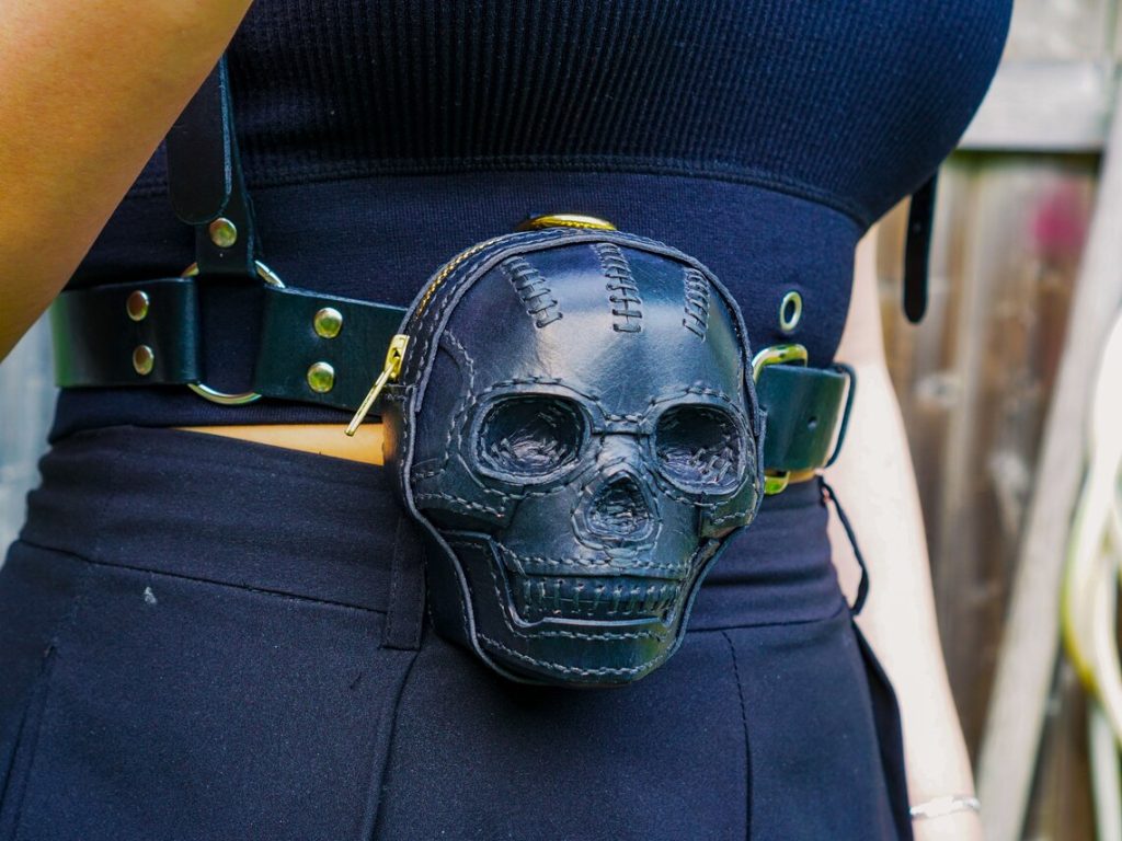 图片[2]-手工皮具图纸 头骨腰包pa050-皮艺果手工皮具图纸