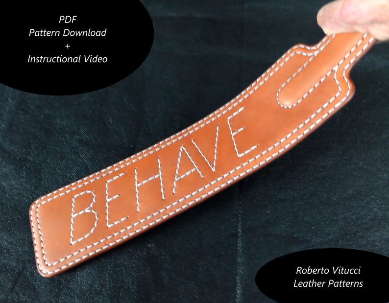 图片[2]-手工皮具图纸 皮拍rv006-皮艺果手工皮具图纸