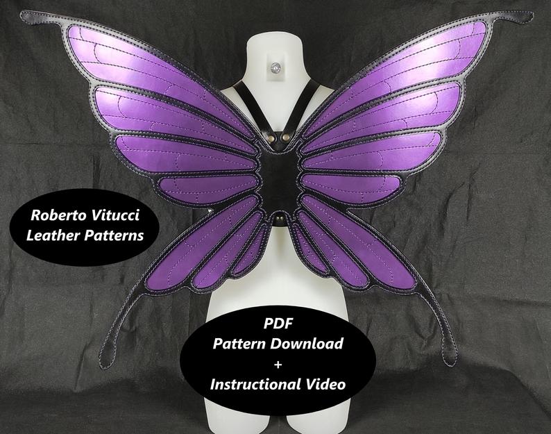 手工皮具图纸 蝴蝶翅膀rv010-皮艺果手工皮具图纸