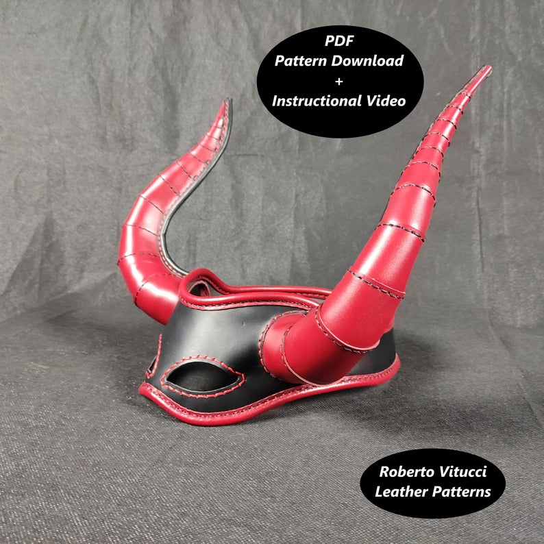 图片[2]-手工皮具图纸 角面具rv014-皮艺果手工皮具图纸