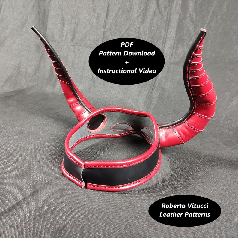 图片[3]-手工皮具图纸 角面具rv014-皮艺果手工皮具图纸