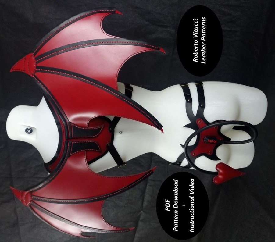 图片[2]-手工皮具图纸 女妖翅膀rv020-皮艺果手工皮具图纸