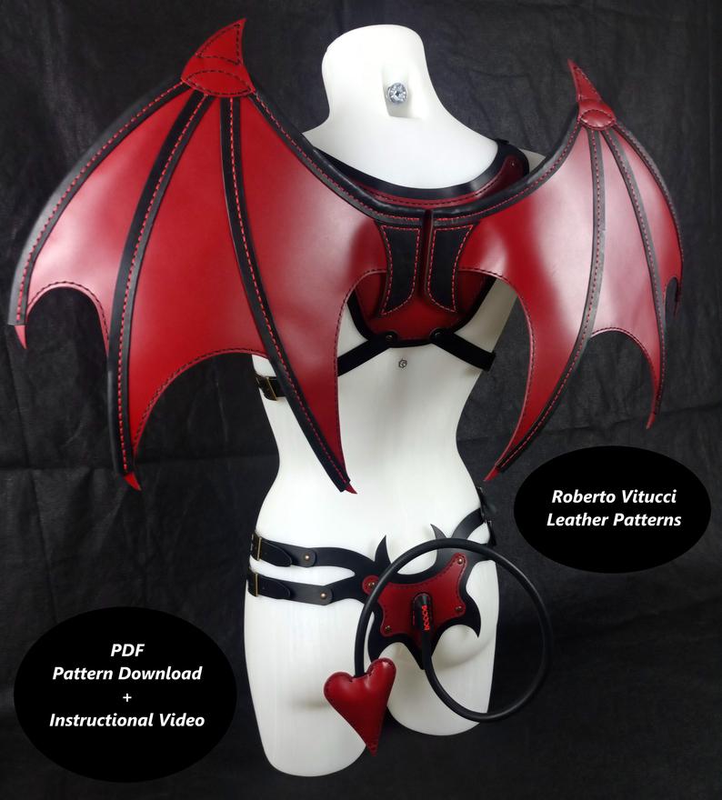 图片[3]-手工皮具图纸 女妖翅膀rv020-皮艺果手工皮具图纸