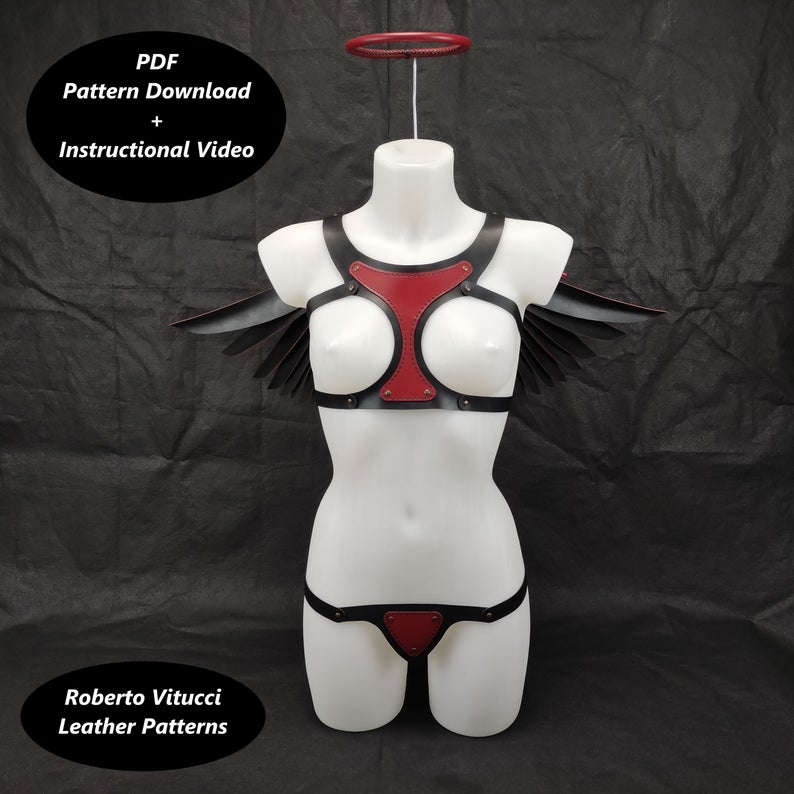 图片[3]-手工皮具图纸 天使翅膀rv025-皮艺果手工皮具图纸