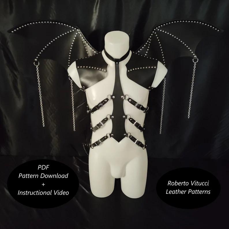 图片[2]-手工皮具图纸 天使恶魔rv026-皮艺果手工皮具图纸