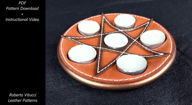 图片[2]-手工皮具图纸 五角星烛台rv027-皮艺果手工皮具图纸