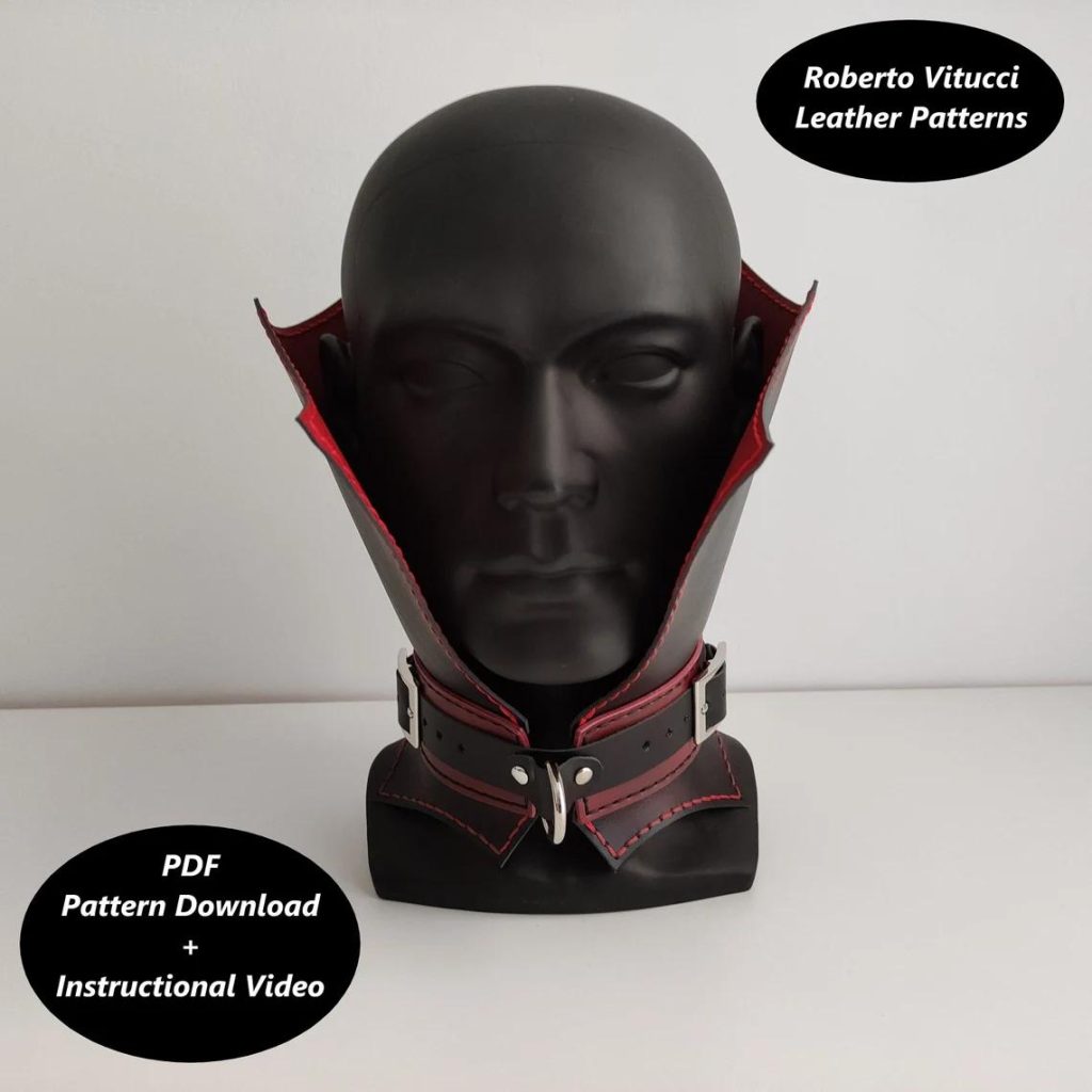 图片[1]-手工皮具图纸 吸血鬼脖领rv028-皮艺果手工皮具图纸